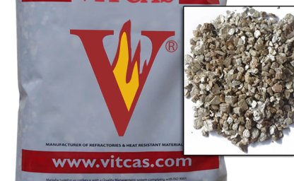 Vermiculite, nicht brennbares Granulat zum Heizen von Gebäuden!